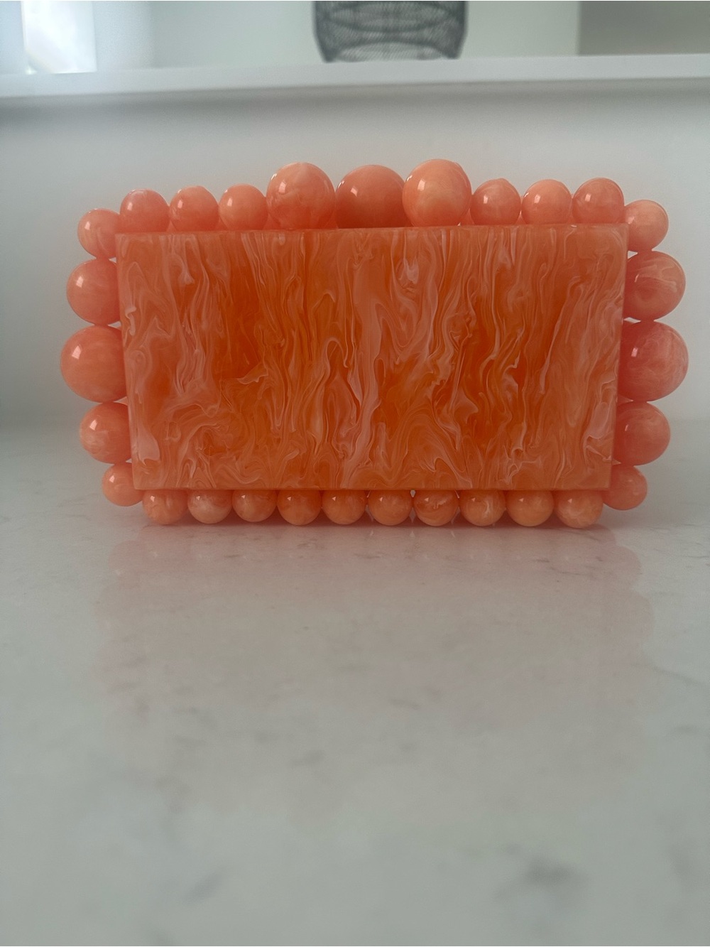 Cult Gaia Marbled Resin Bead Clutch in Papaya - Picture 7 of 11
